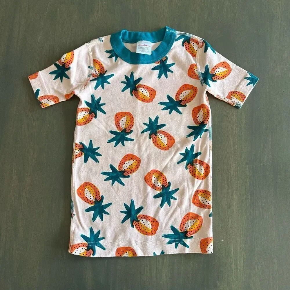 Hanna Andersson size 5 Pineapple Sweet Short John Pajamas TOP ONLY